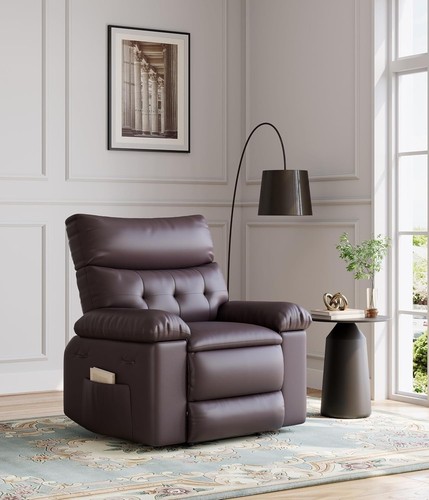 PU Leather Oversized Manual Recliner Chairs with with 1.5X Sponge 22" Seat Width - Picture 8 of 16