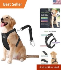 Heavy-Duty Adjustable Dog Seat Belt Harness XL - Perfect Pet Safety in Black
