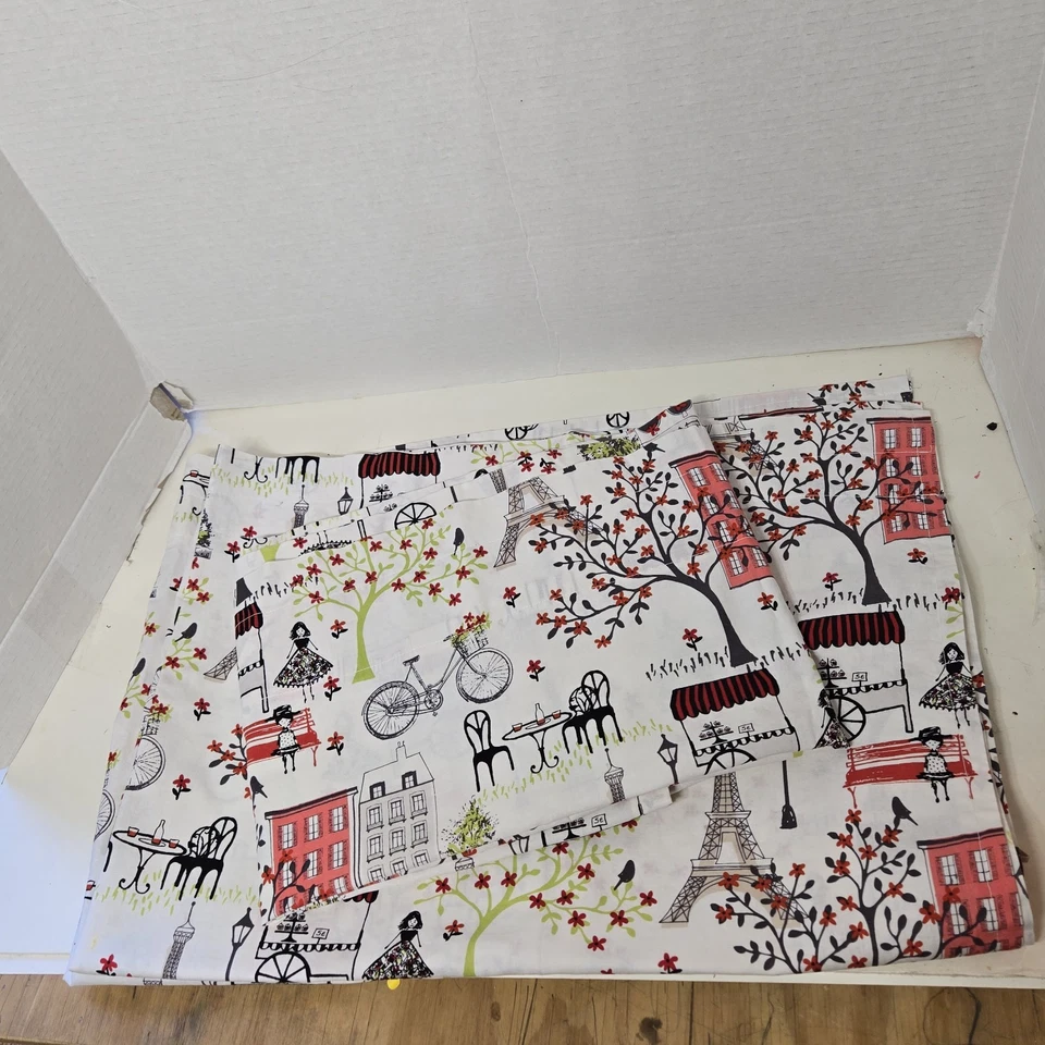 Juego de cortinas Waverly con cenefa hecho a mano en la escena de París Francia Inspiraciones 31" L Foto 2 de 4