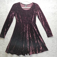 Forever 21 Womens Purple Crushed Velvet Dress Size S Longsleeve Party Whimsigoth