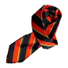 VTG "Polo Ralph Lauren" Orange, Navy  Green Striped Hand Made in Italy TIE