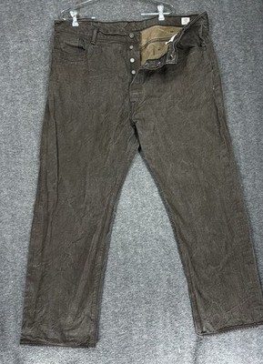 Levis 501xx Jeans Mens 44x32 (fits 42x30) Dark Brown White Oak Cone Denim