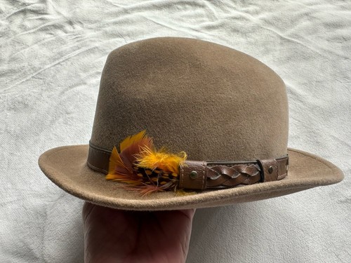 Men's Biltmore Velvet Velour Tan Brown Hat - Size Small - Made in Canada - Picture 3 of 9