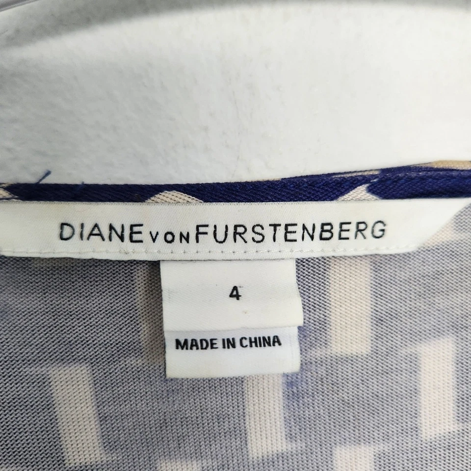 Vestido envolvente de seda Callista estampado Diane Von Furstenberg 4 azul y blanco cóctel Foto 4 de 4