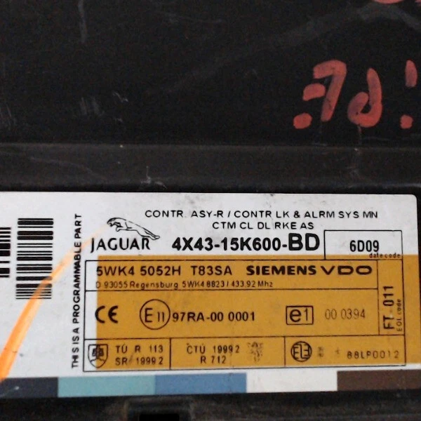 CENTRALINA ALLARME PER JAGUAR X-Type Serie 4X43-15K600-BD (01>08) - Immagine 2 di 2