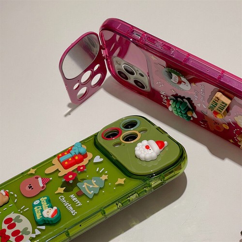 For iPhone 15 Pro Max 14 13 12 11 Cute Christmas Elk Stand Soft Phone Case Cover - Picture 8 of 12