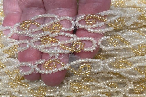 bead trim appliques hand sewn 1/2" glass 1yd assorted - Picture 5 of 12