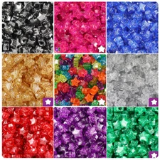 BeadTin Sparkle 13mm Star Pony Beads (250pcs) - Color choice