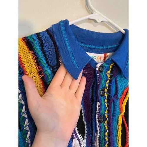 Suéter Vintage Años 80 Coogi Australia Arco Iris Texturizado Cosby Biggie Cuello M - Imagen 4 de 6