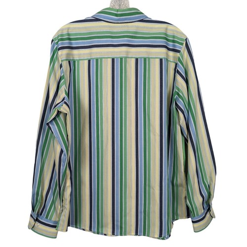 ORVIS Camisa Manga Larga Botón Abajo Rayas Amarillo Verde Azul Mujer Despreocupada 14 - Imagen 2 de 9