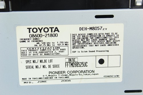 06-07 Scion TC OEM radio CD MP3 player head unit STOCK factory # 08600-21800 - Picture 12 of 12