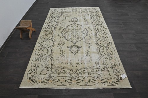 Oushak Turkish Vintage Rug 5x9 Kilim Rug Anatolian Handmade Boho Decor BEIGE