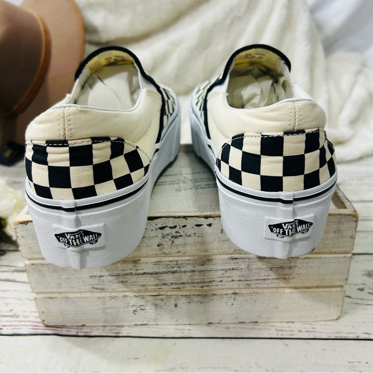 VANS★CLASSIC SLIP-ON STACKFORM★厚底★チェック柄 Vans Classic Slip-On Checkerboard Stackform Shoe NEW 11.5
