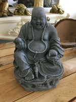 Buddha Figur Lachender Antik Grau Dicker Happy Buddha Xl Feng Shui H29 Cm