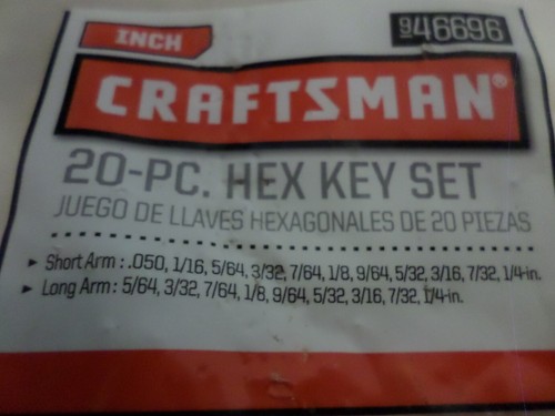 NEW Craftsman 40 Hex Key (Allen Wrench) Set, SAE/Metric, Long-Arm, Short-Arm - Picture 3 of 3