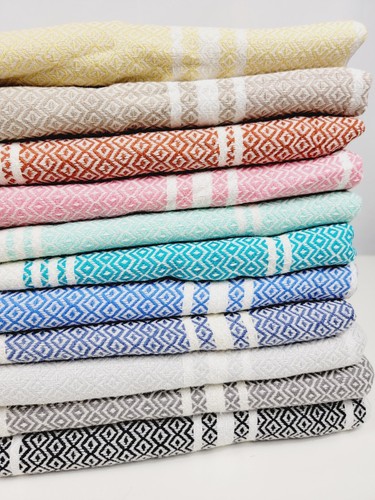 100% Cotton Geometric Diamond Weave All Season Solid Blanket Soft Sofa Throw - Picture 4 of 26