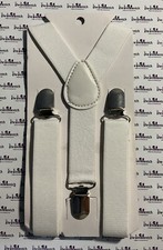 Unbranded Toddler White Adjustable Clip-On Suspenders BRAND NEW