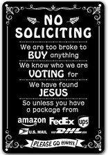 No Soliciting Sign for House Funny 8  x12  No Soliciting Door Sign Go Away 8 x 12