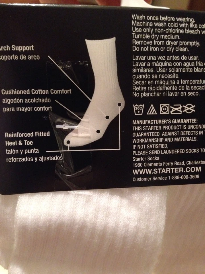 NEW 4 Pair S/Ch (6-9.5) Child Crew Socks Starter Home & Away Game Socks White  - Image 2 of 3