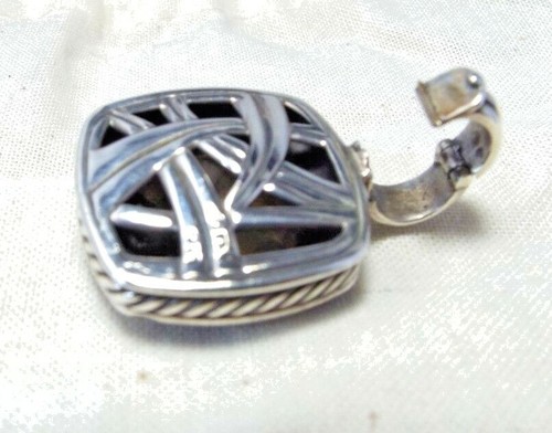 David Yurman Sterling Silver 17MM Smoky Quartz & Diamonds Pendant - Picture 4 of 10