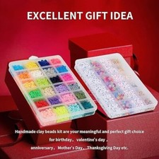 6000PCS Clay Beads Bracelet Making Kit Clay Flat Polymer Beads Jewellery Gift UK