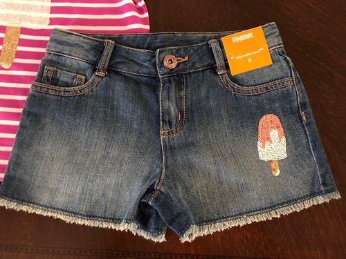NWT Gymboree Girl Fuchsia Stripe Popsicle Tee & Denim Shorts Set 6 7 8 10 12 14 - Picture 3 of 10
