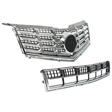 For Cadillac Srx 13-16 Front Bumper Upperlower Grille Chrome Mesh Style Grill