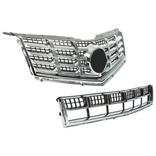For Cadillac SRX 13-16 Front Bumper Upper+Lower Grille Chrome Mesh Style Grill