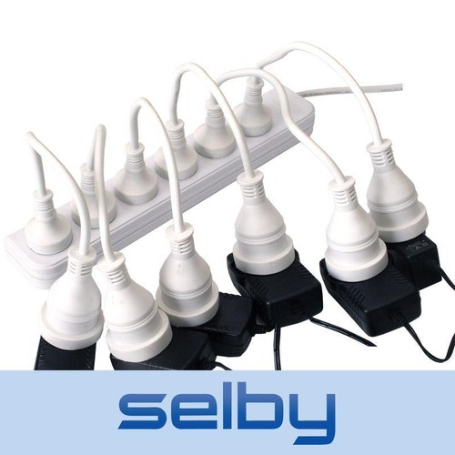 6 Pack Space Saver Short Extension Leads Cords for Powerboard Power