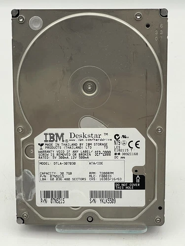 30GB, IBM Deskstar DTLA-307030 ATA/IDE, 07N5215, 7200RPM 3.5" Hard Drive
