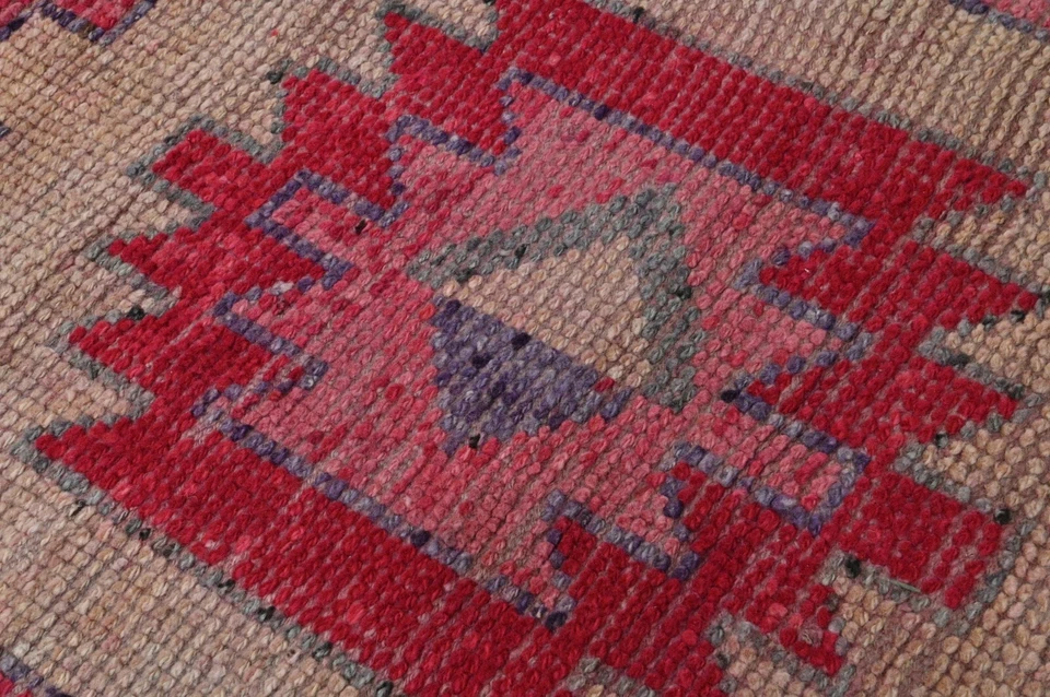 Vintage Turkish Runner Rug 3x12ft Wool Anatolian Handmade Hallway Oushak PINK - Image 4 of 4