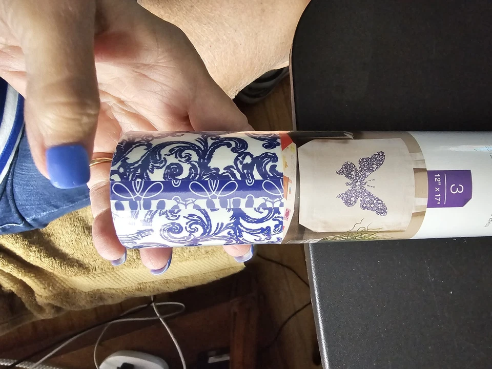 Cricut Patterned Iron on Sampler FILIGREE BLUE - 3 Designs 12x17" Sheets NEW - Image 2 of 4