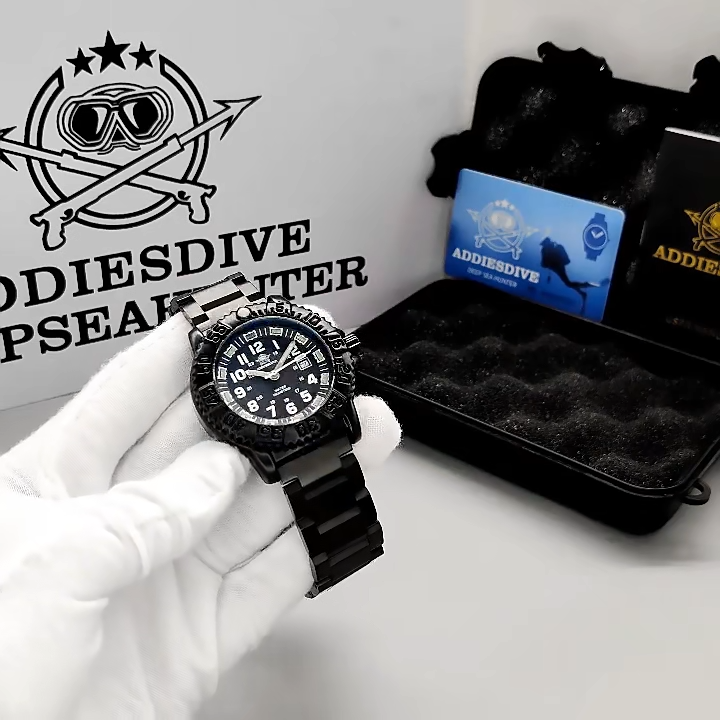 Addiesdive 44MM Luminox Style Steel All Black Watch W/Hardcase