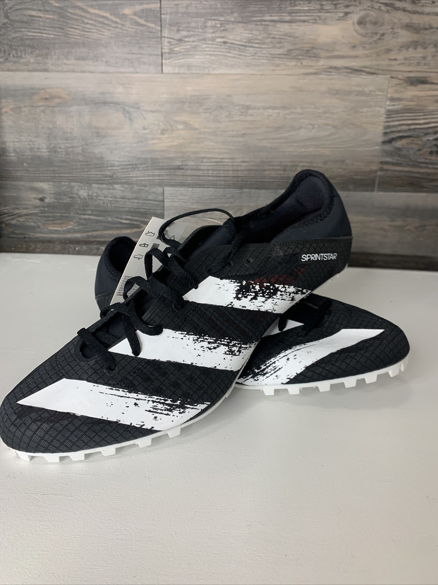 Adidas Black and White Sprintstar Track Shoes Men size 13 Adidas SprintstarTrack Shoes, Men 13, Black w/Black Stripes  main image 3