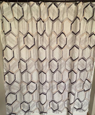 Gray Peach Black Geometric Fabric Shower Curtain 72x72 Modern Bath Decor