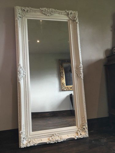 Antique White Cream French Statement Vintage Leaner Dress Floor Wall Mirror 6ft - Picture 3 of 6