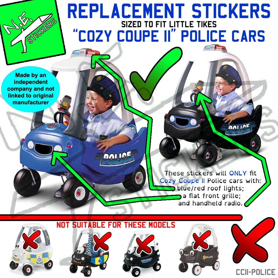 Replacement STICKERS to fit Little Tikes COZY COUPE II POLICE cop ride on car - Image 2 of 4