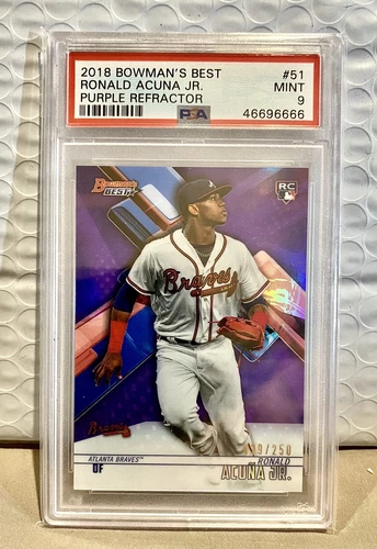 2018 Bowman's Best Purple Refractor #51 Ronald Acuna Jr. RC / 250 PSA 9 Mint MVP