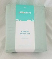 4 pc Pillowfort 100 Cotton 220 TC Solid Teal Full Sheet Set NIP