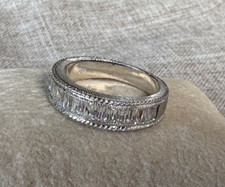 Sterling Silver Cubic Zirconia Wedding Band Ring sz 8