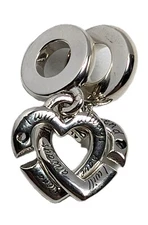Authentic Pandora Charm,  Linked Sister Heart Dangle,    #799538C01
