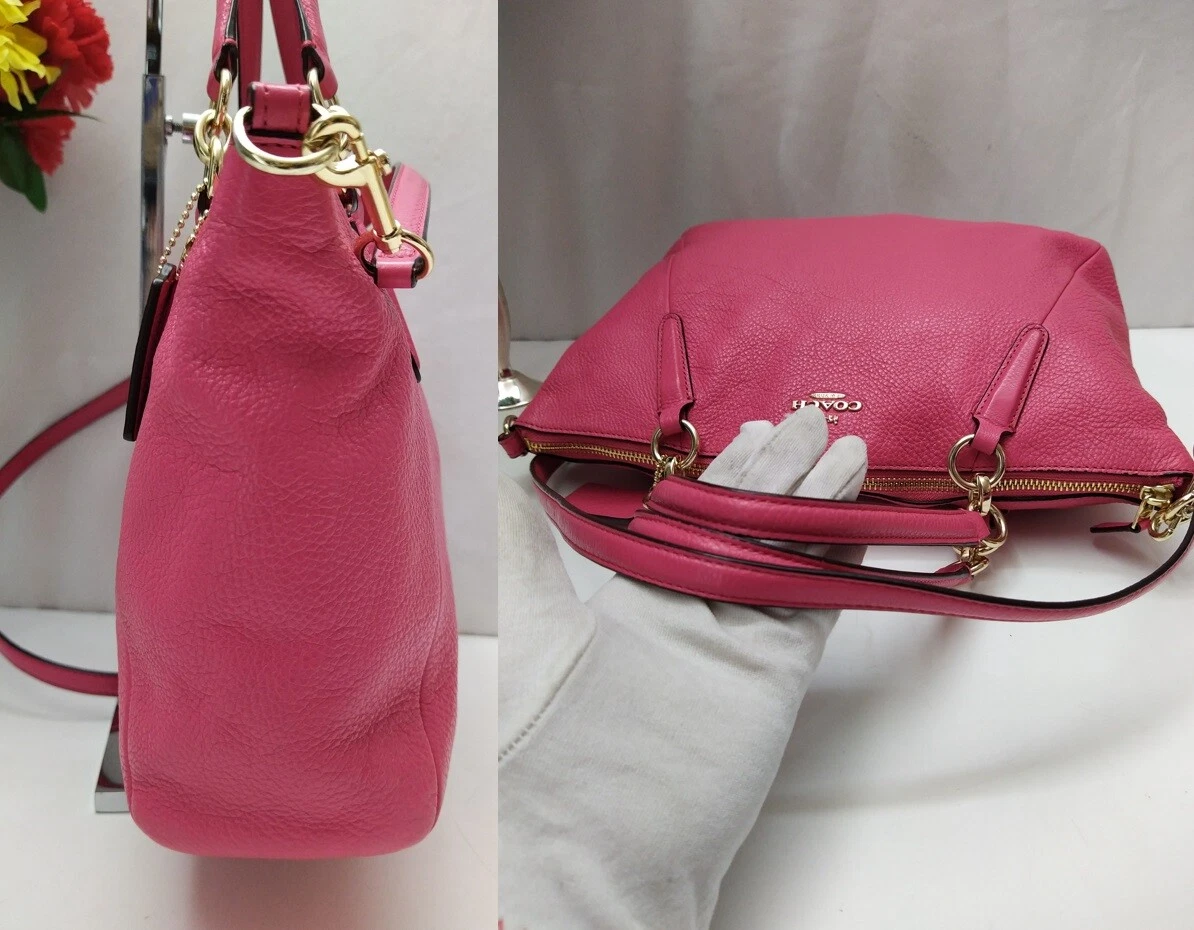 Borsa a tracolla Coach in pelle rosa rossastro media con cerniera