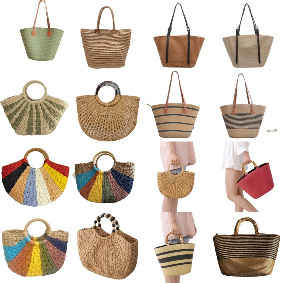 Bolso de paja grande para bolso de playa de verano para mujer bolsos de hombro tejidos de ratán