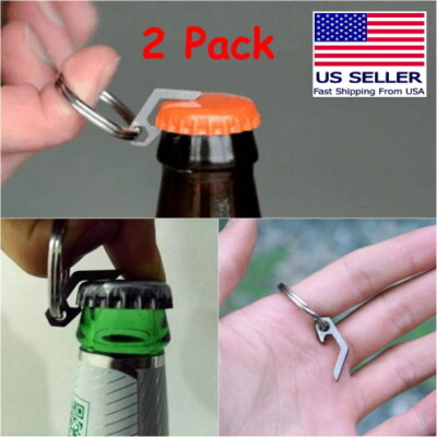 2x PCS EDC Mini Lightweight Bottle Beer Opener & Keyring Pocket Utility Keychain