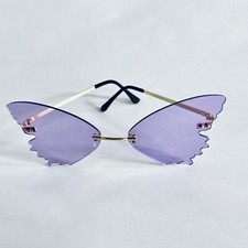 Sunglasses Butterfly Shaped Shades Bright Colors Frameless Gold Accent
