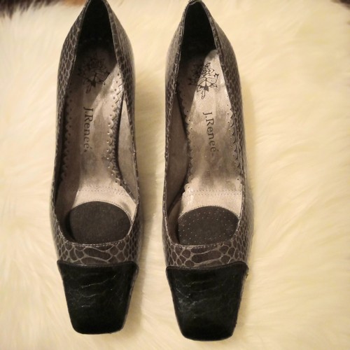 J. Renee grey and black snakeskin print with black toe end, Cushion on insole... - Picture 2 of 10