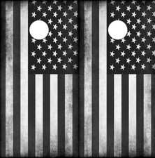 Subdued Line American Flag Cornhole Board Wraps ONLY Vinyl Decal 2 Pack