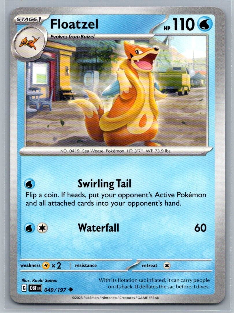 Floatzel 49/197 Obsidian Flames Uncommon Pokémon TCG 2023