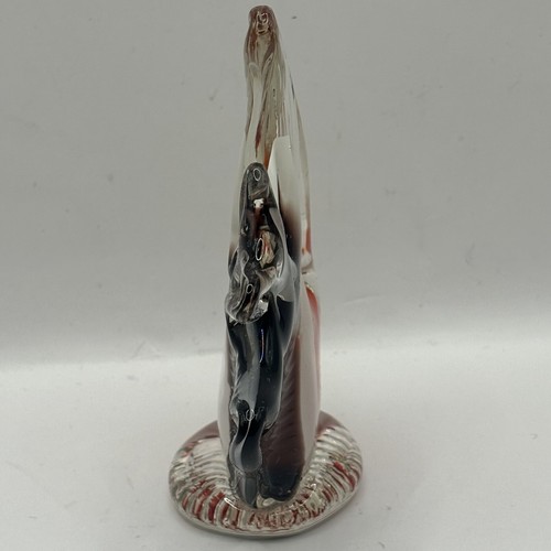 Retro Handblown Art Glass Angel Fish Paperweight Clear Red Blue White Purple 5” - Picture 6 of 18