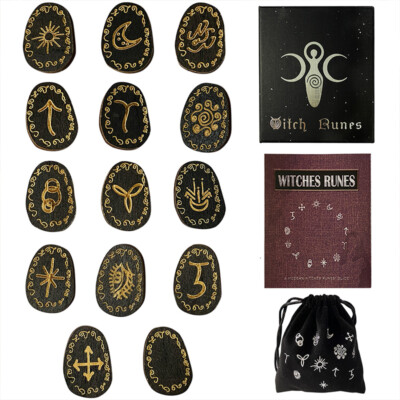 14pcs/set Wood Runes Stone Witches Rune Set Engraved Rune Symbol